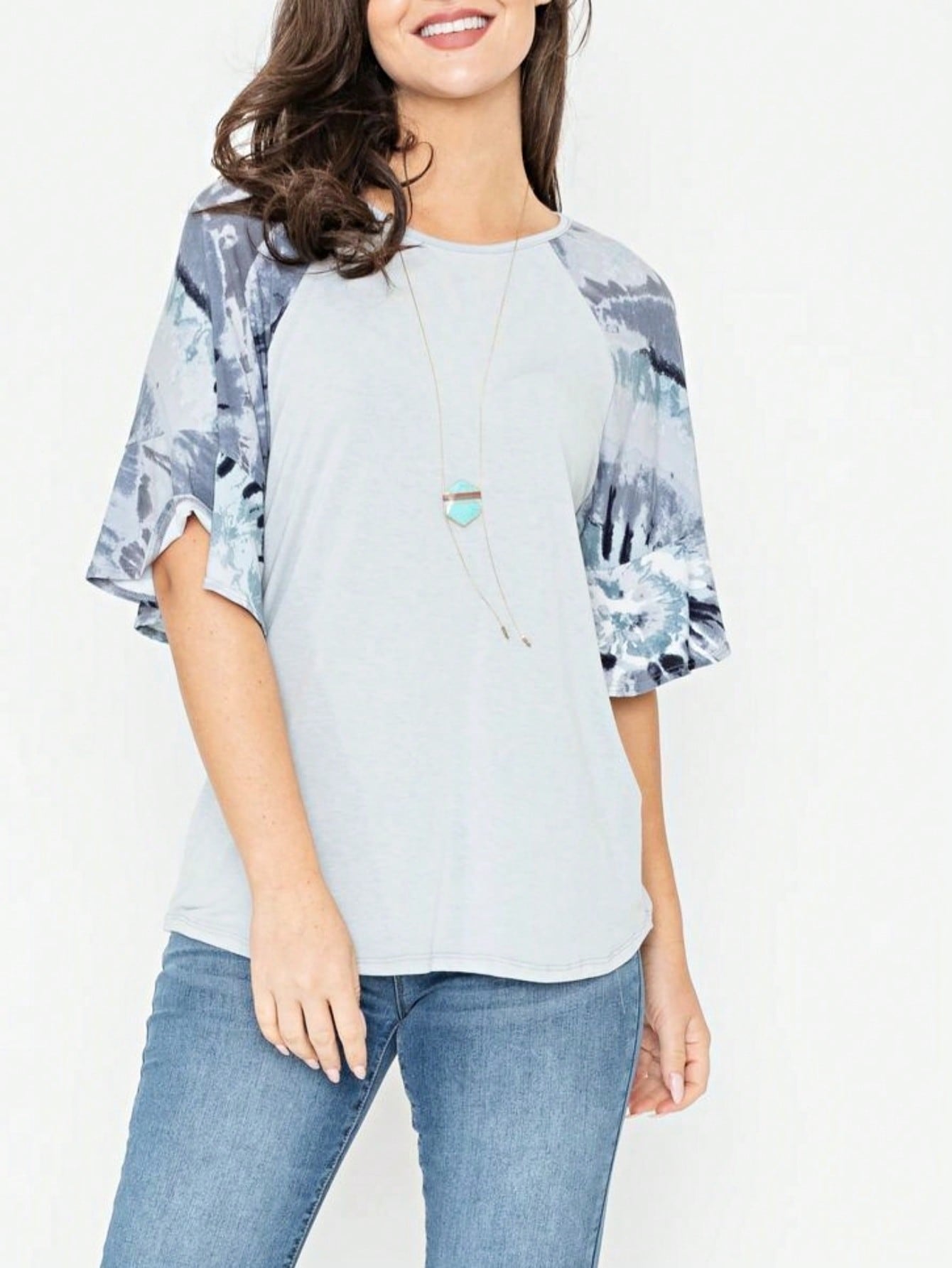 Summer Spring Bell  Boho Vintage Paisley Floral Vine Raglan Sleeve Ruffle Tiered Sleeve Top Sweat Shirt Short Sleeve Blouse | Small -3 XL Plus