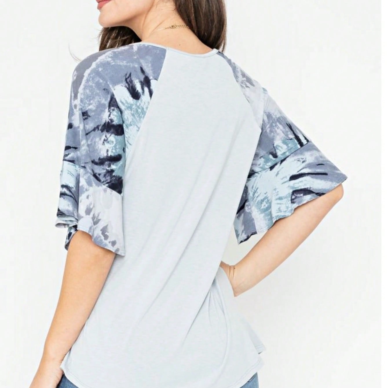 Summer Spring Bell  Boho Vintage Paisley Floral Vine Raglan Sleeve Ruffle Tiered Sleeve Top Sweat Shirt Short Sleeve Blouse | Small -3 XL Plus