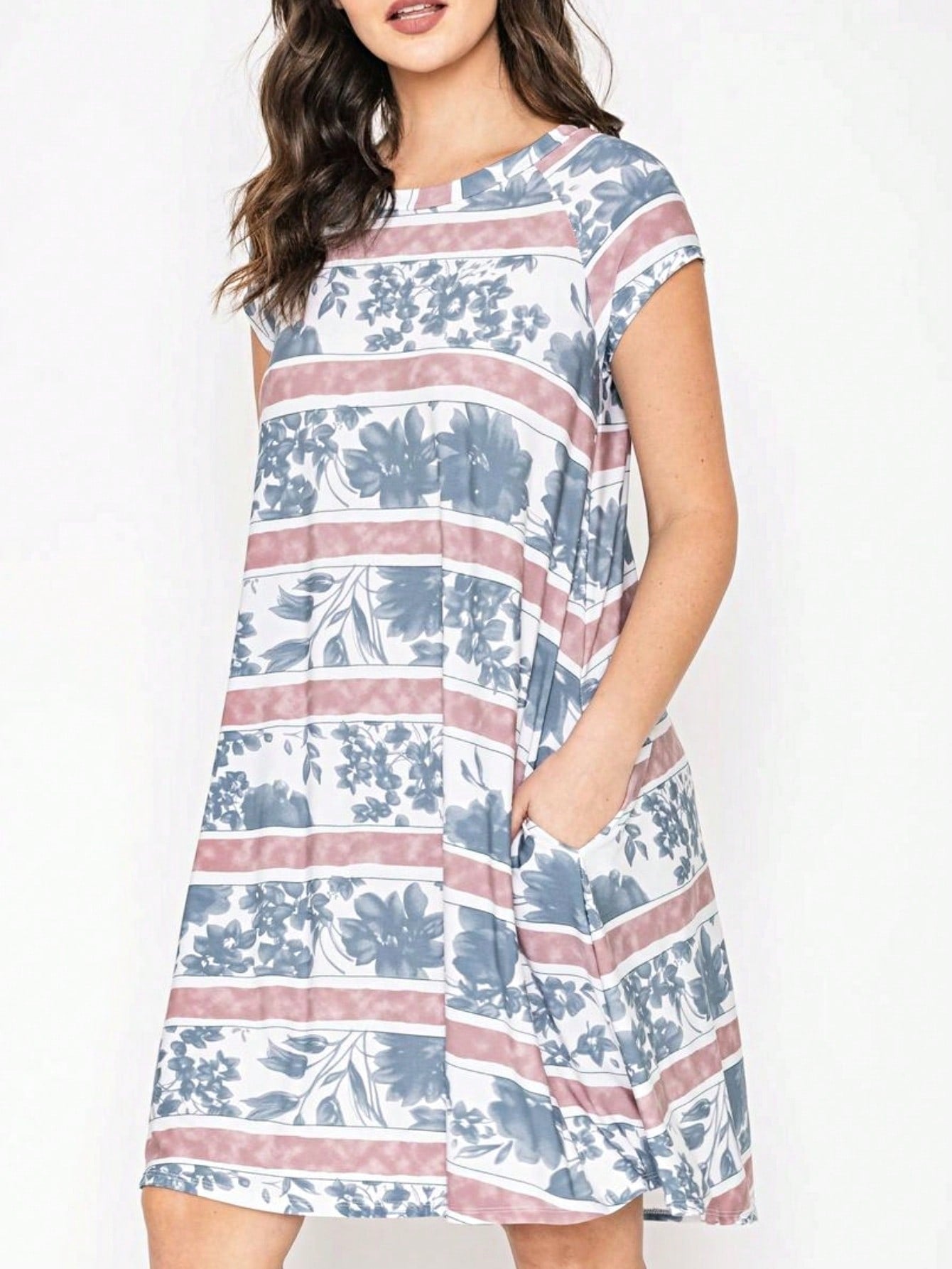 Boho Retro Stripe Pink Tassel Rayon Cool Smooth Soft Tunic Dress Top Shirt Blouse