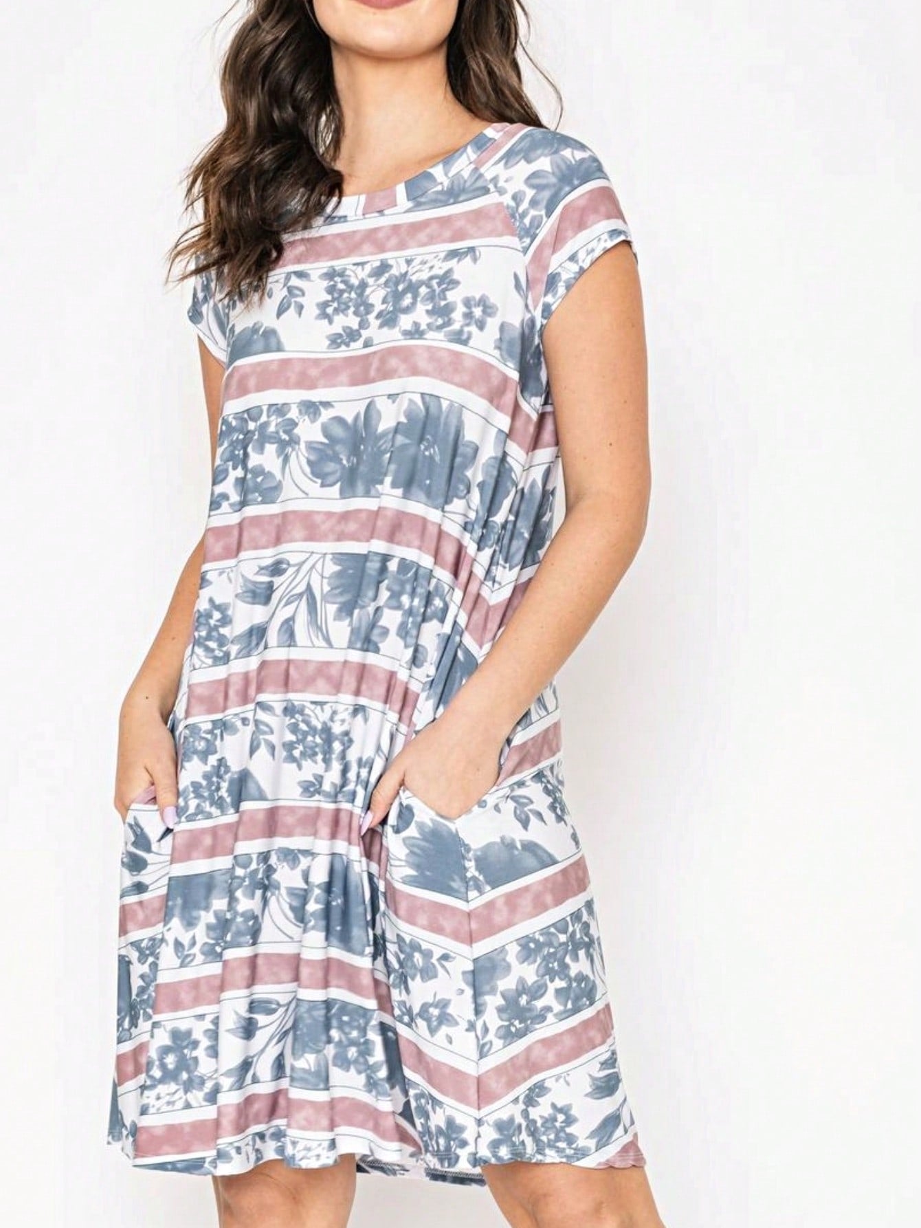 Boho Retro Stripe Pink Tassel Rayon Cool Smooth Soft Tunic Dress Top Shirt Blouse