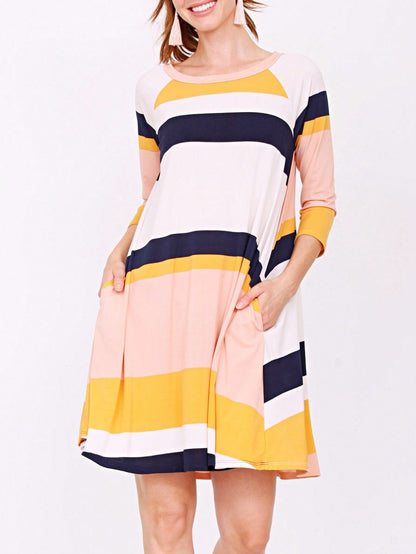 Boho Retro Stripe Pink Tassel Rayon Cool Smooth Soft Tunic Dress Top Shirt Blouse