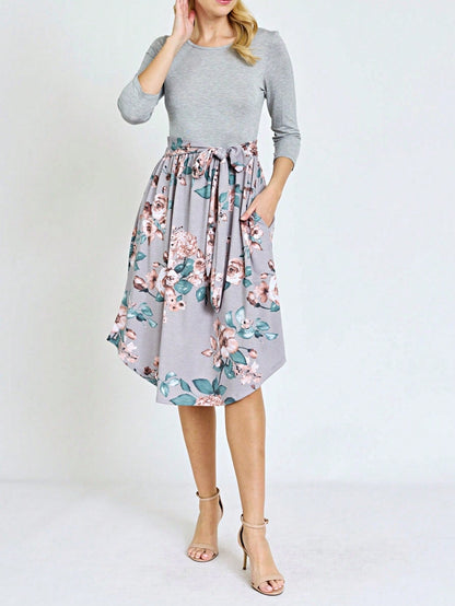Boho Retro Classic Short Sleeve Contrast  Stripe Green Red Blue Black Midi Dress With Sash  | S-3X