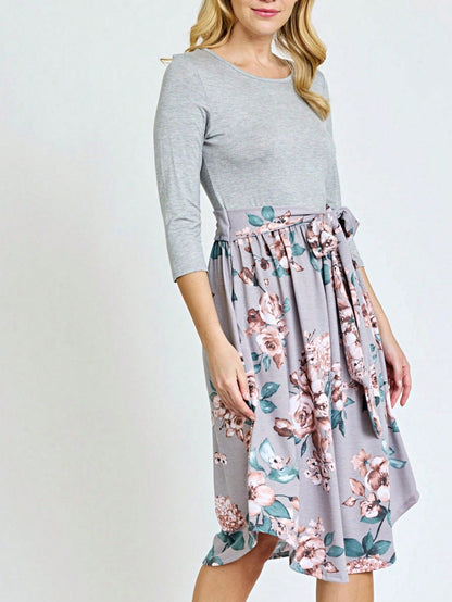 Boho Retro Classic Short Sleeve Contrast  Stripe Green Red Blue Black Midi Dress With Sash  | S-3X