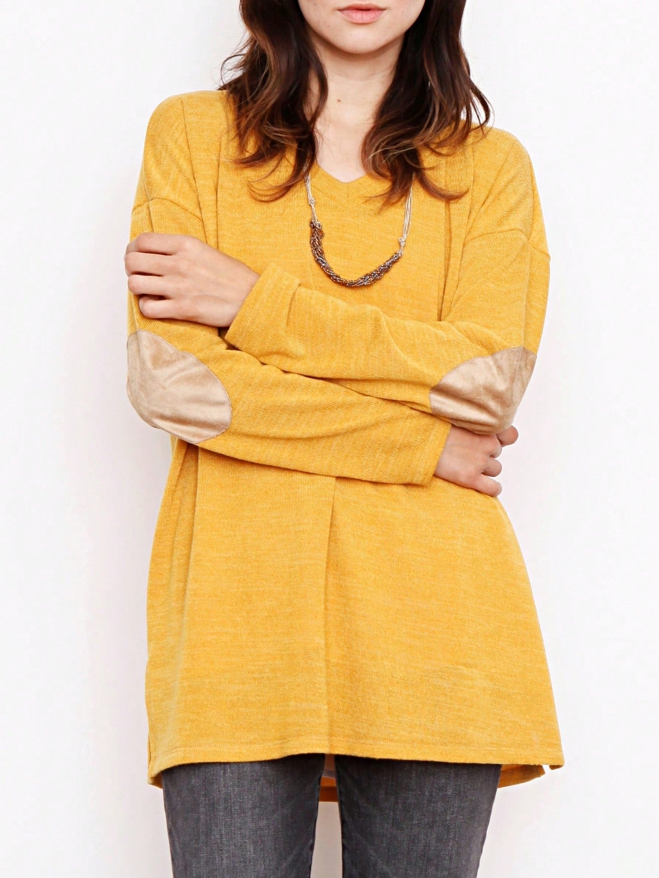 Navy Blue Boho Retro 90's Vintage Sleeve Dot Print Knit Contrast Binding Waffle  Soft Floral Raglan Sleeve Tunic Top Pullover