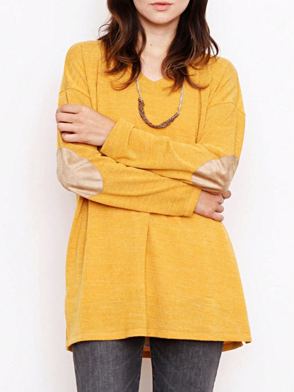 Navy Blue Boho Retro 90's Vintage Sleeve Dot Print Knit Contrast Binding Waffle  Soft Floral Raglan Sleeve Tunic Top Pullover