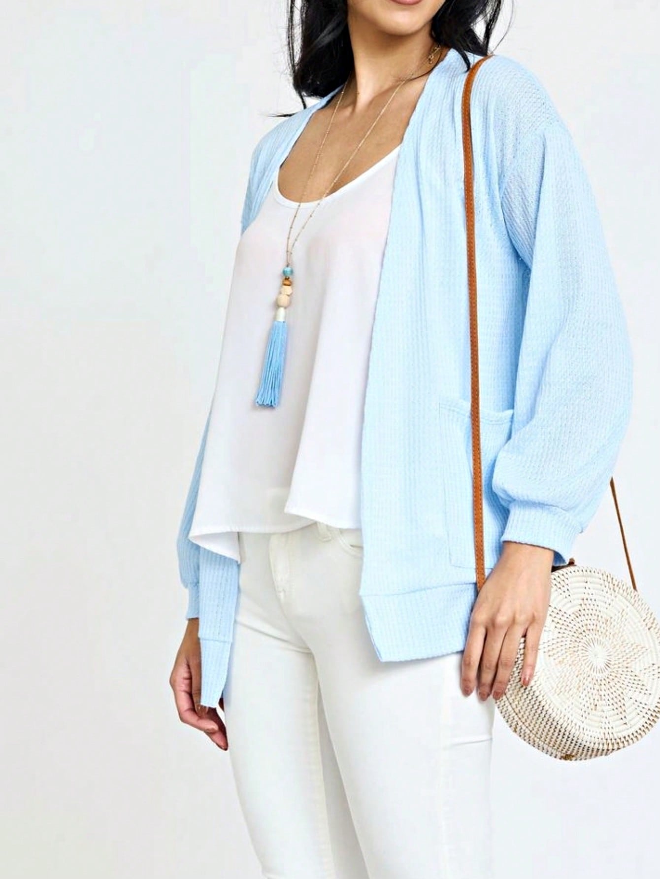 Boho Retro Peach Khaki Beige Floral Button  Puff Drop Shoulder Light Weight Terry Cardigan Small To 3 XL PLUS