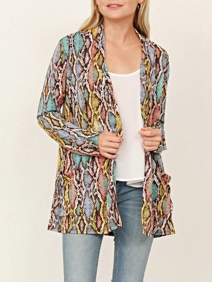 Boho Retro Peach Khaki Beige Floral Button  Puff Drop Shoulder Light Weight Terry Cardigan Small To 3 XL PLUS