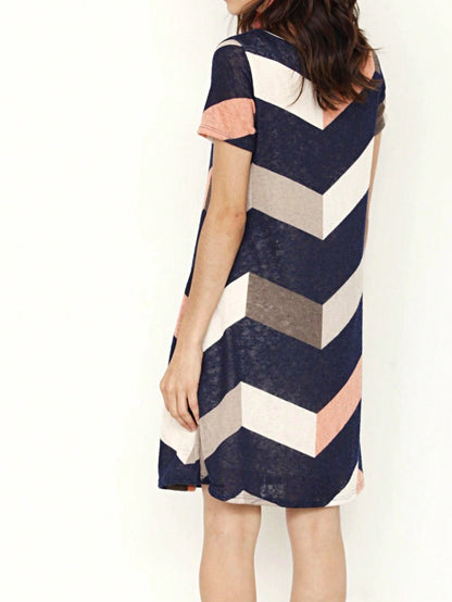 Boho Retro Rayon Cool Soft Summer Cuff Short Sleeve Crew Neck T Shirt Mini Dress Tunic With Pockets