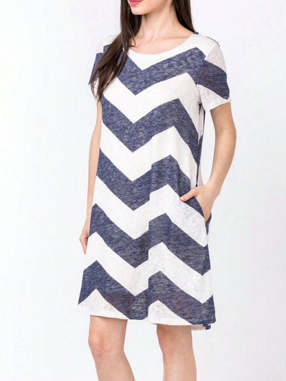 Boho Retro Rayon Cool Soft Summer Cuff Short Sleeve Crew Neck T Shirt Mini Dress Tunic With Pockets