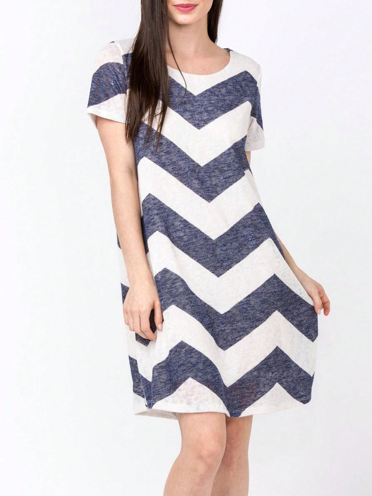 Boho Retro Rayon Cool Soft Summer Cuff Short Sleeve Crew Neck T Shirt Mini Dress Tunic With Pockets