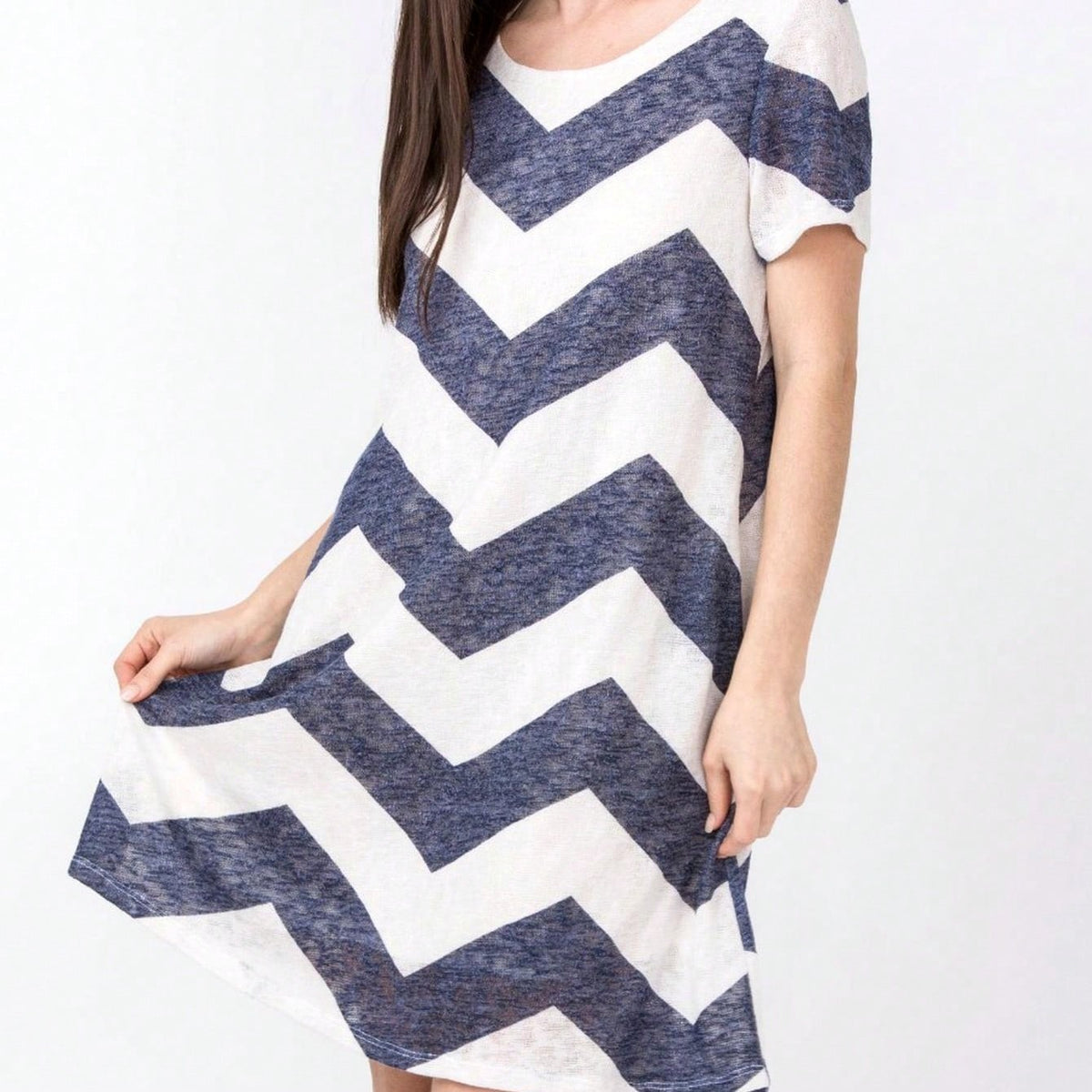 Boho Retro Rayon Cool Soft Summer Cuff Short Sleeve Crew Neck T Shirt Mini Dress Tunic With Pockets