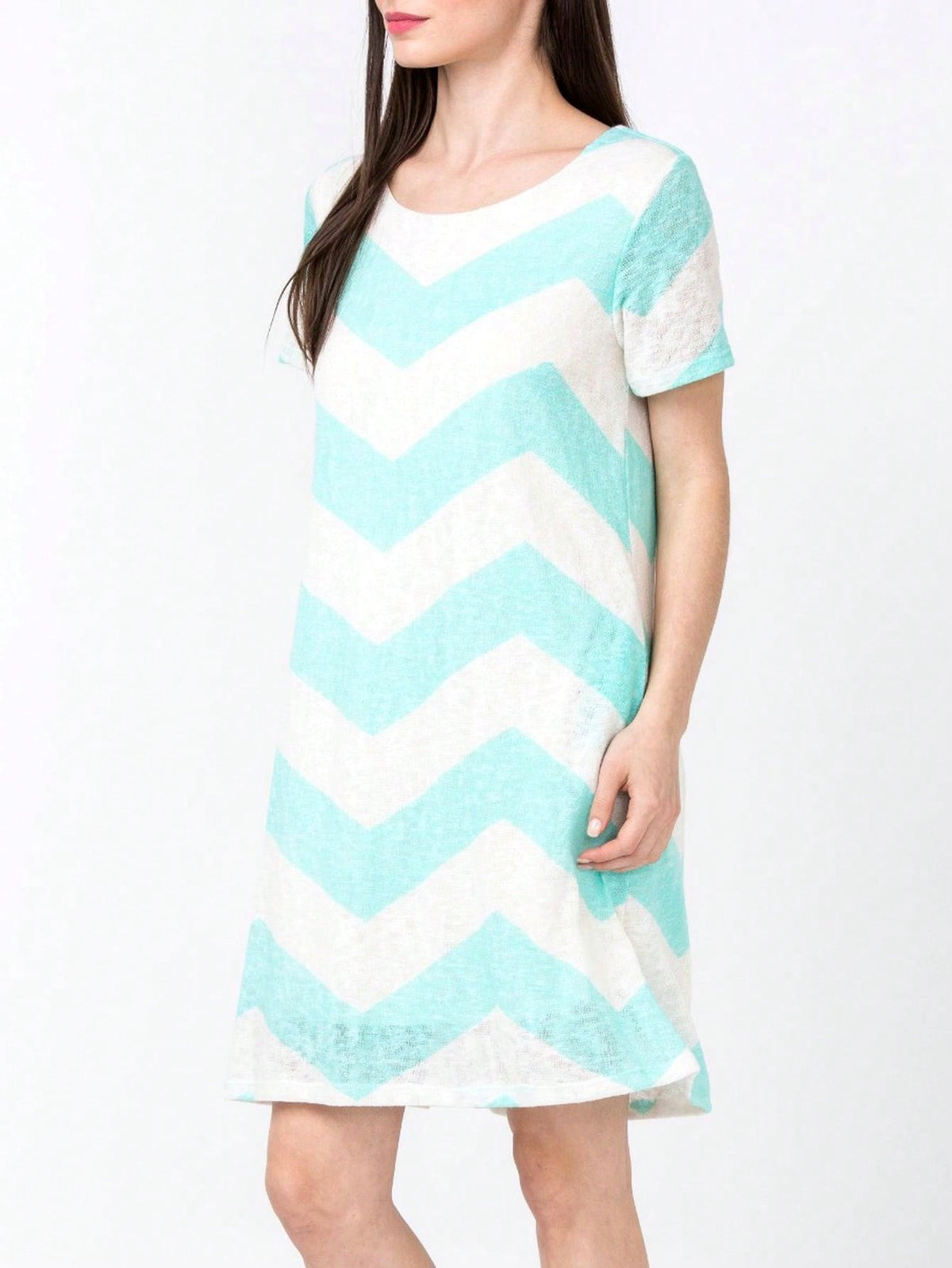 Boho Retro Rayon Cool Soft Summer Cuff Short Sleeve Crew Neck T Shirt Mini Dress Tunic With Pockets