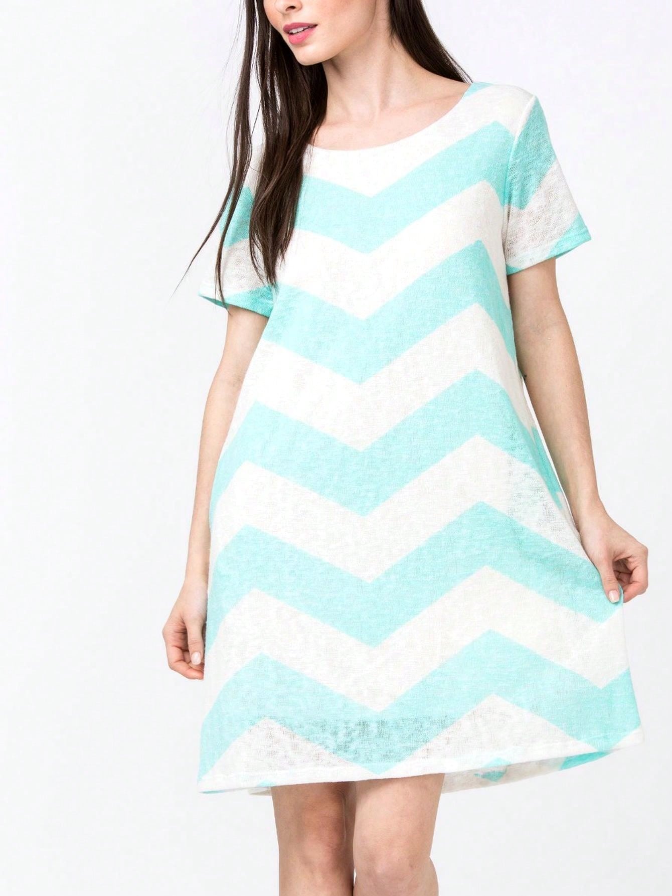 Boho Retro Rayon Cool Soft Summer Cuff Short Sleeve Crew Neck T Shirt Mini Dress Tunic With Pockets