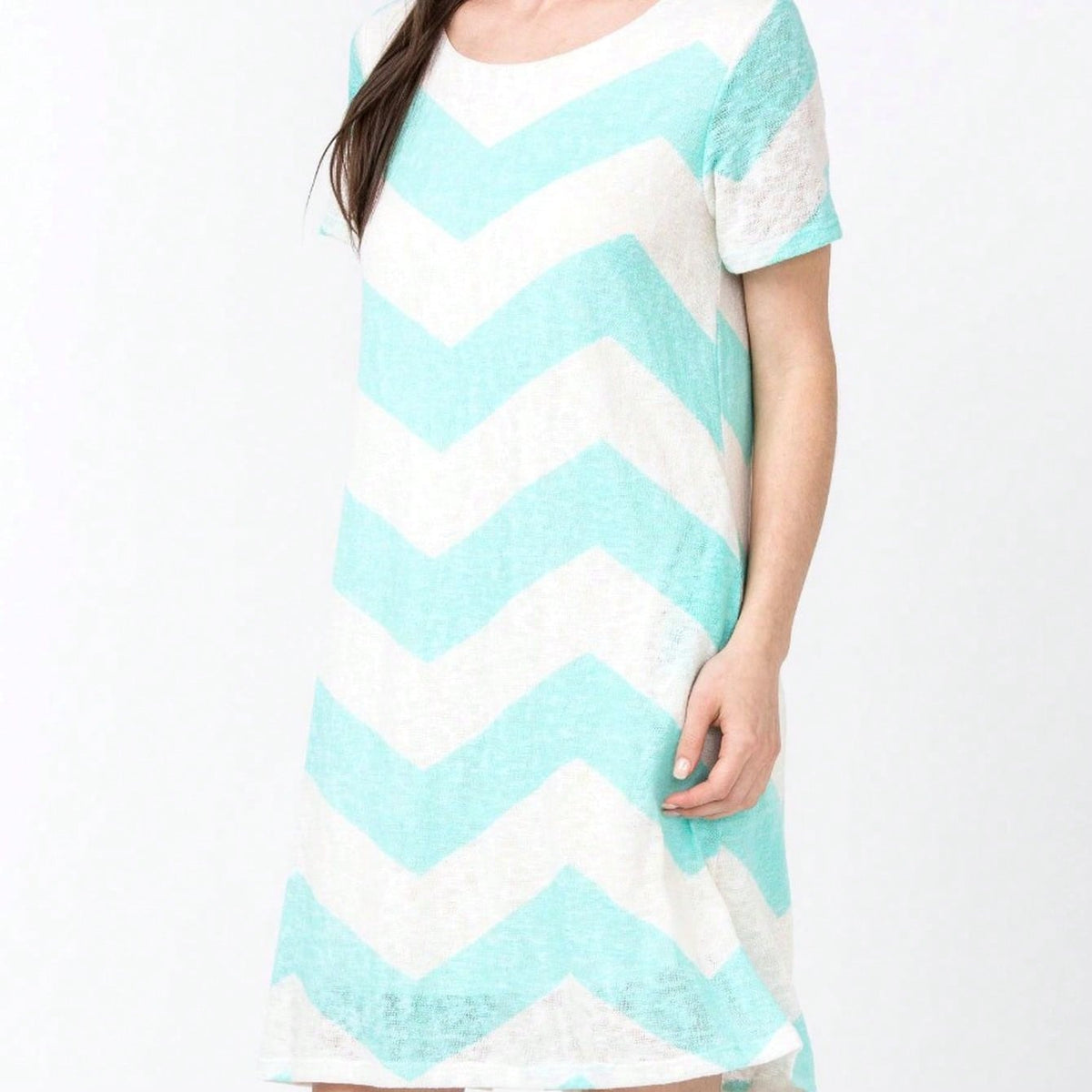 Boho Retro Rayon Cool Soft Summer Cuff Short Sleeve Crew Neck T Shirt Mini Dress Tunic With Pockets