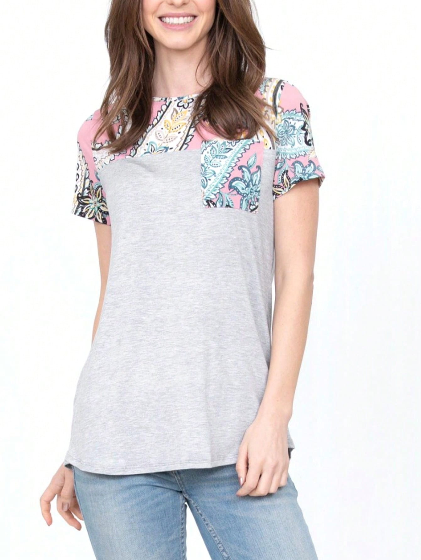 Boho Retro Black Mint Color Block Oriental Geo Pocket 60's Rayon Soft Top Shirt Blouse | Small-3 XL