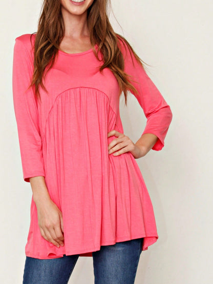 Summer/Spring Solid Mint Navy Yellow Cute Baby Doll Top Blouse Cool Smooth Rayon Tunic Tunic  Off Shoulder Double Ruffle Flutter Sleeve