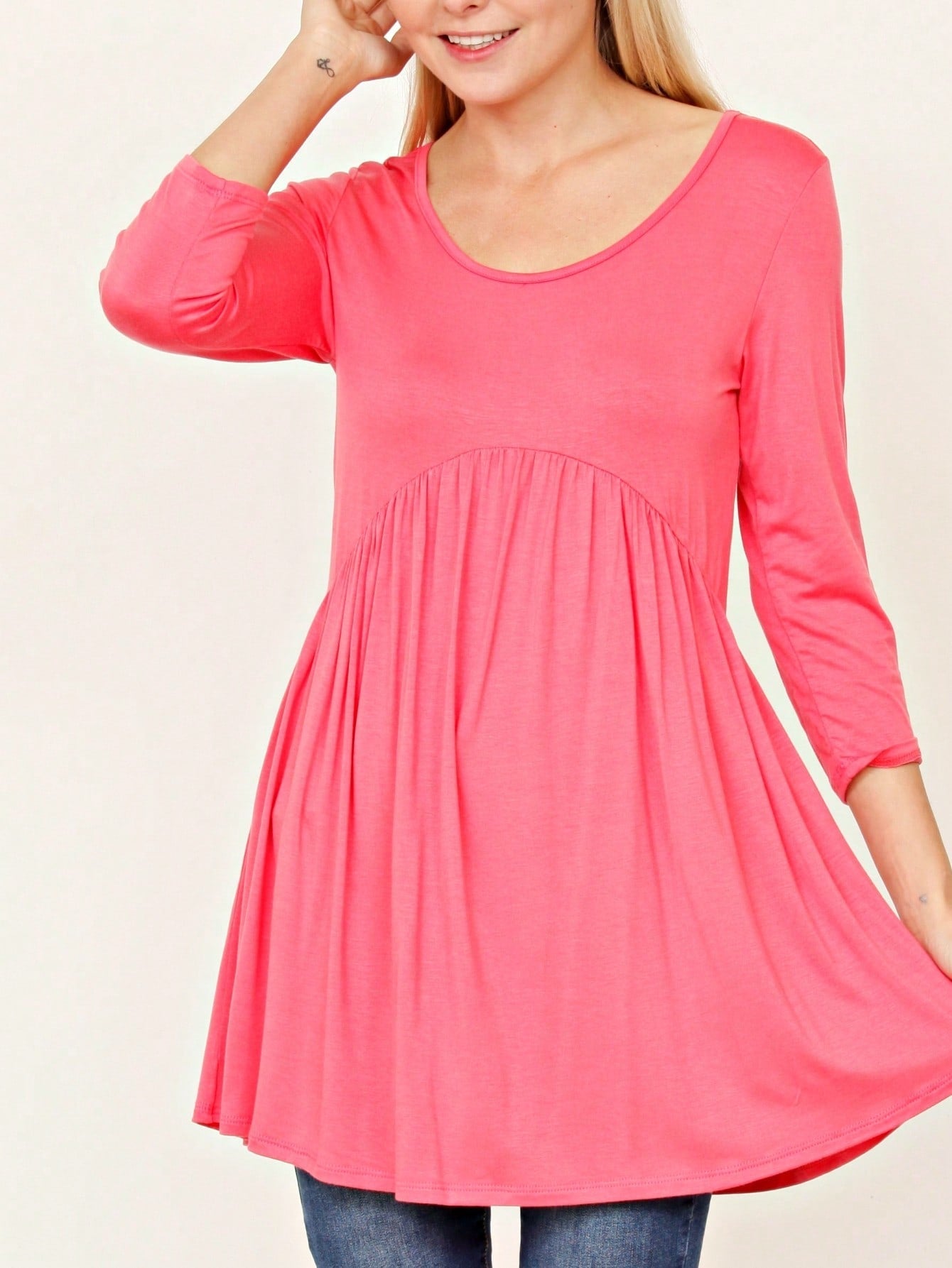 Summer/Spring Solid Mint Navy Yellow Cute Baby Doll Top Blouse Cool Smooth Rayon Tunic Tunic  Off Shoulder Double Ruffle Flutter Sleeve