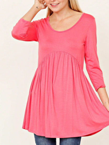 Summer/Spring Solid Mint Navy Yellow Cute Baby Doll Top Blouse Cool Smooth Rayon Tunic Tunic  Off Shoulder Double Ruffle Flutter Sleeve