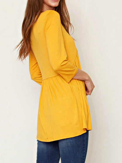 Summer/Spring Solid Mint Navy Yellow Cute Baby Doll Top Blouse Cool Smooth Rayon Tunic Tunic  Off Shoulder Double Ruffle Flutter Sleeve