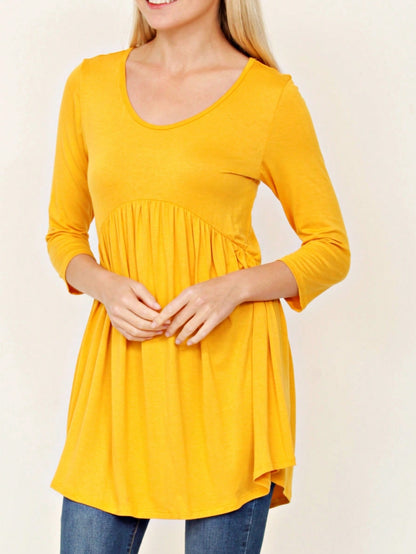 Summer/Spring Solid Mint Navy Yellow Cute Baby Doll Top Blouse Cool Smooth Rayon Tunic Tunic  Off Shoulder Double Ruffle Flutter Sleeve