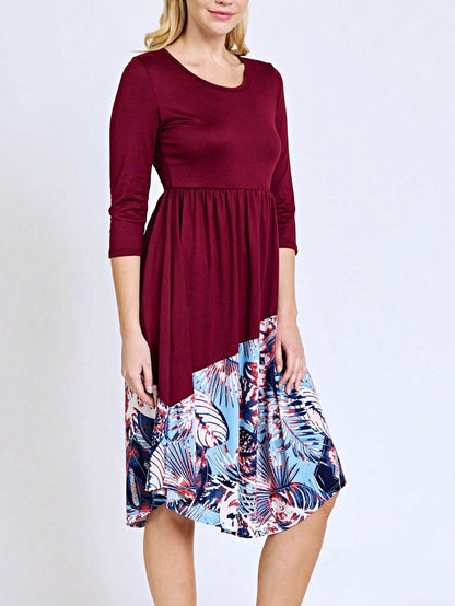 Purple Ivory Black Tiered Floral Double Ruffle Flounce Sleeve Midi Classic Dress Small To 3XL Plus