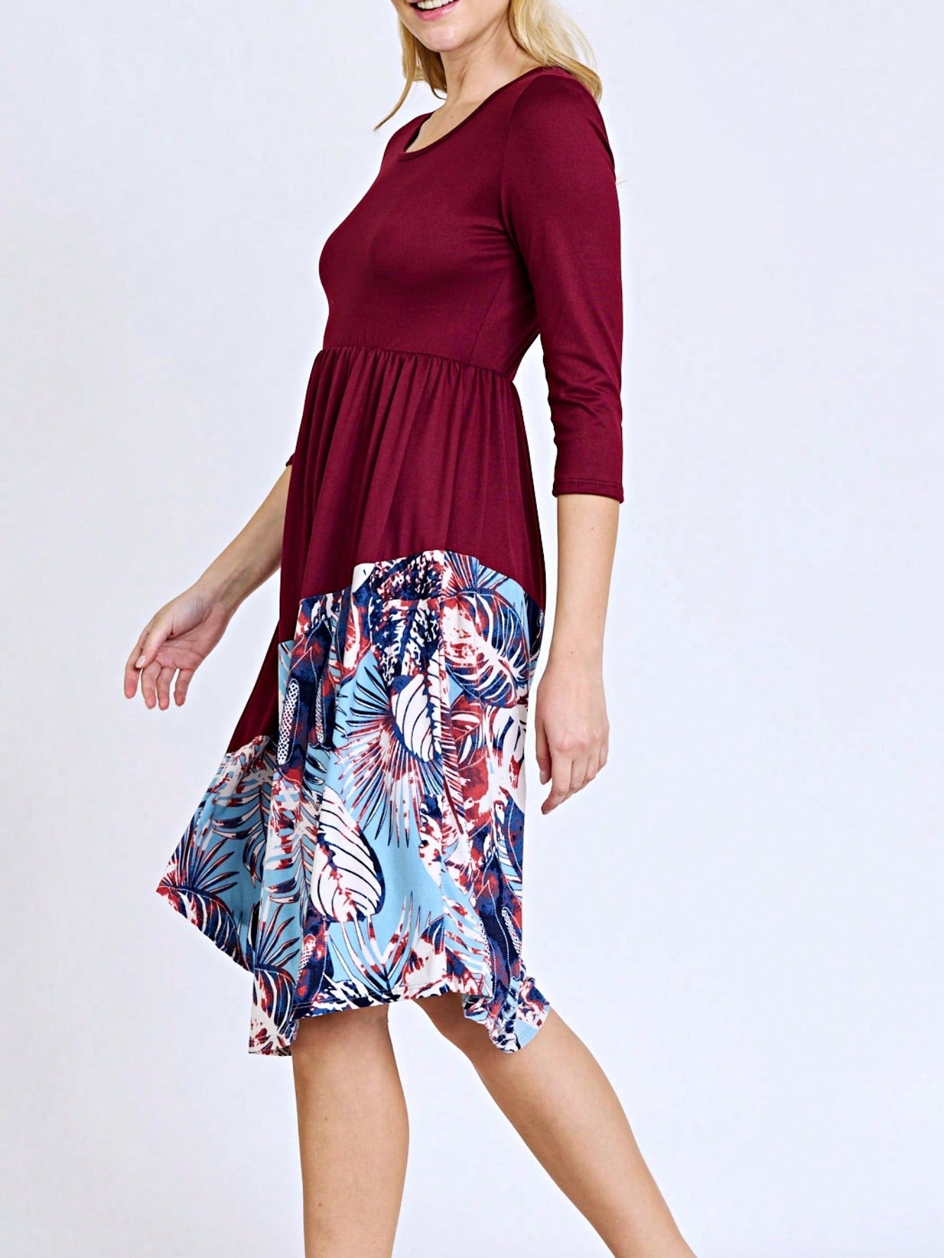 Purple Ivory Black Tiered Floral Double Ruffle Flounce Sleeve Midi Classic Dress Small To 3XL Plus