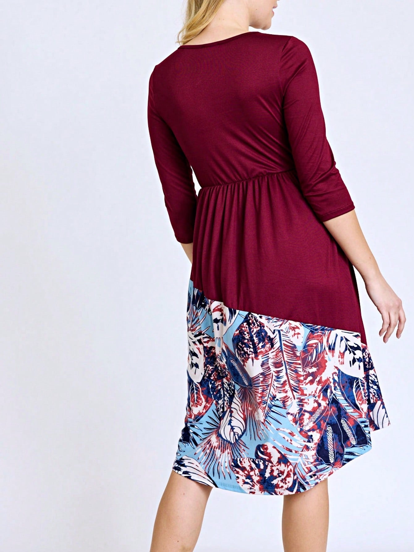 Purple Ivory Black Tiered Floral Double Ruffle Flounce Sleeve Midi Classic Dress Small To 3XL Plus