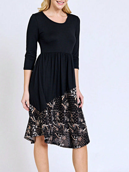 Purple Ivory Black Tiered Floral Double Ruffle Flounce Sleeve Midi Classic Dress Small To 3XL Plus