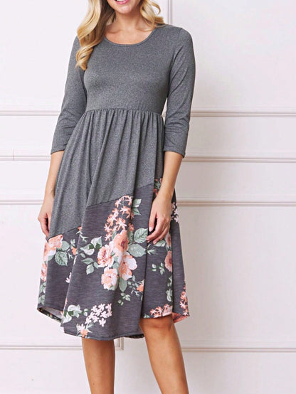 Purple Ivory Black Tiered Floral Double Ruffle Flounce Sleeve Midi Classic Dress Small To 3XL Plus