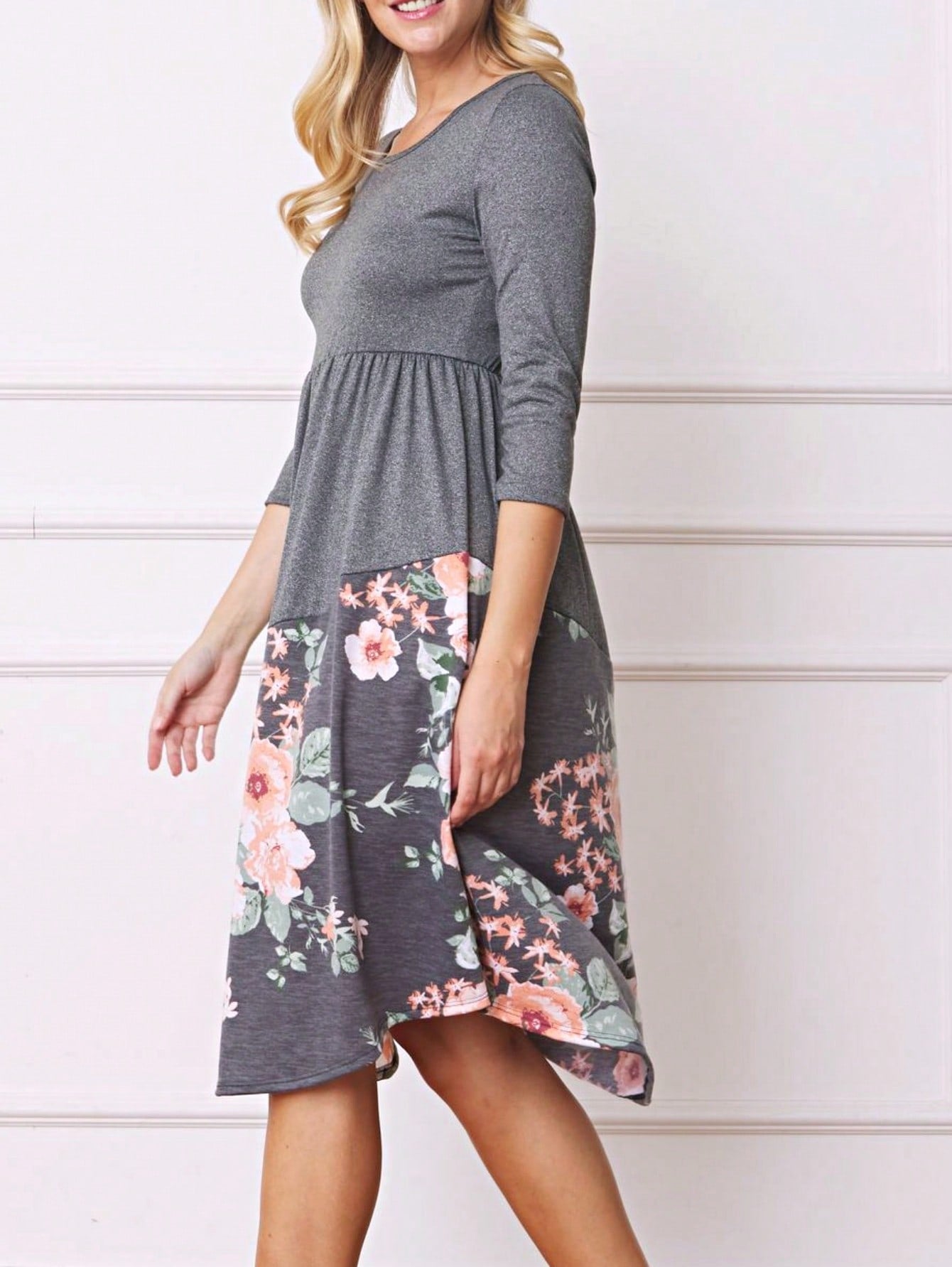 Purple Ivory Black Tiered Floral Double Ruffle Flounce Sleeve Midi Classic Dress Small To 3XL Plus