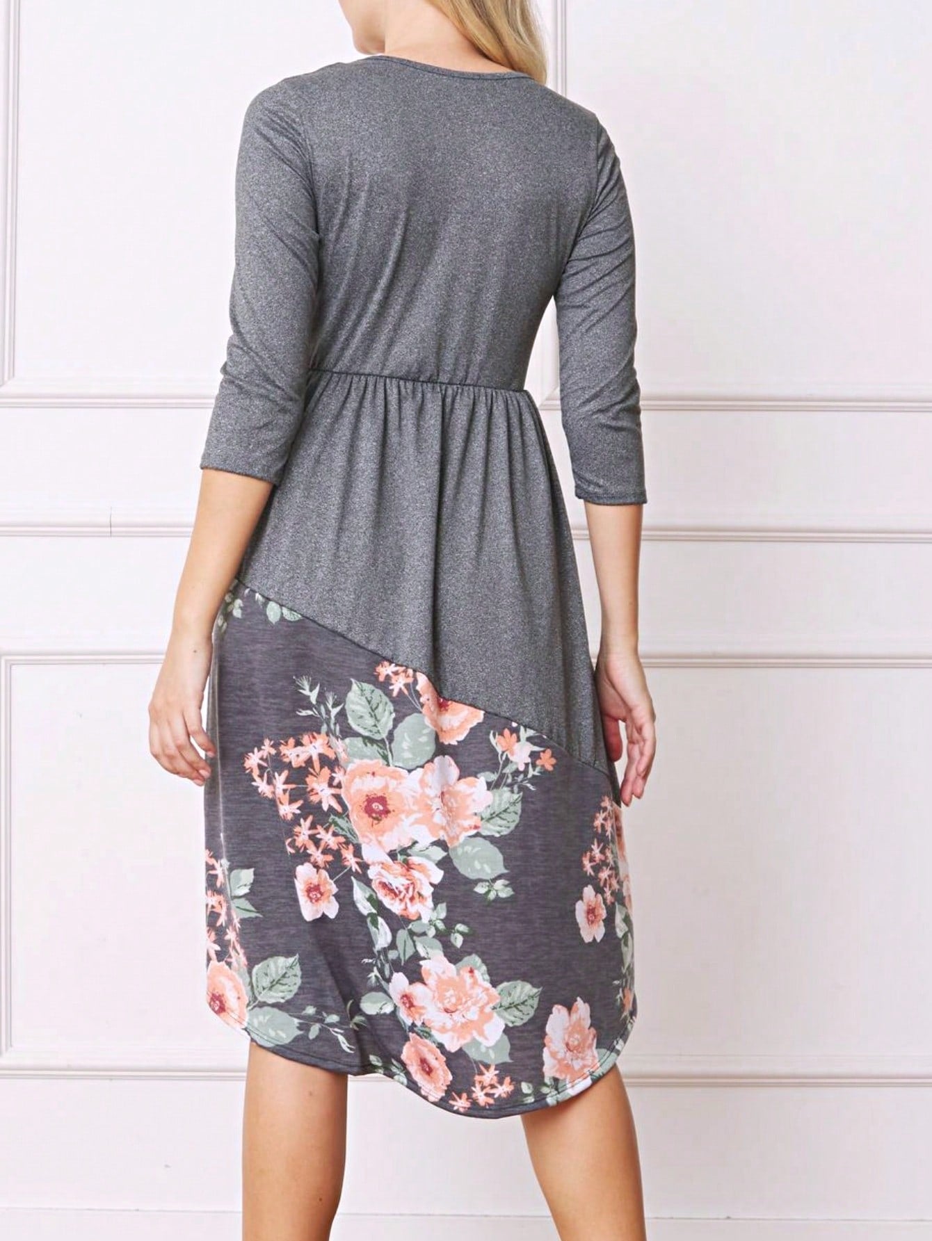 Purple Ivory Black Tiered Floral Double Ruffle Flounce Sleeve Midi Classic Dress Small To 3XL Plus