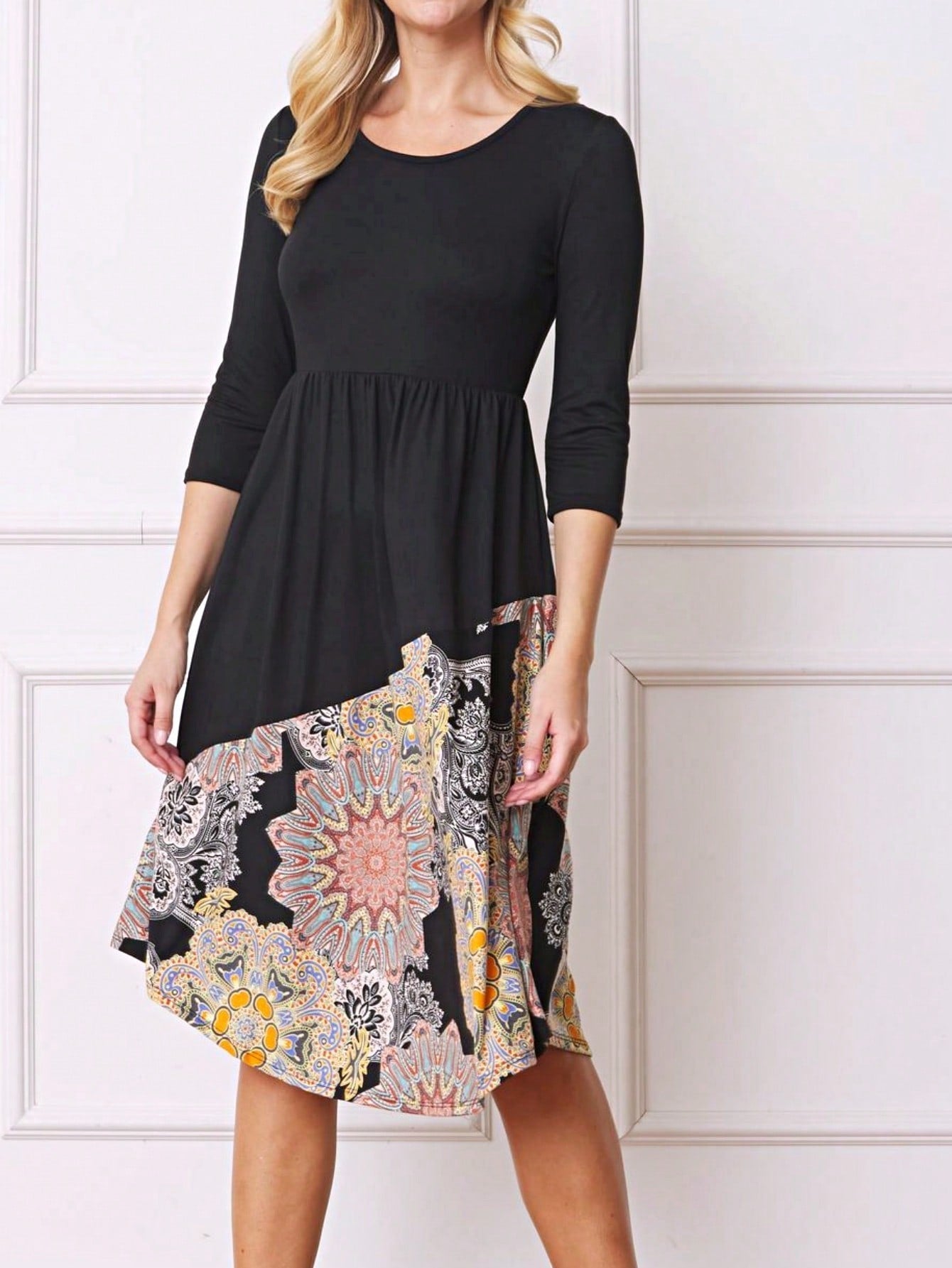 Purple Ivory Black Tiered Floral Double Ruffle Flounce Sleeve Midi Classic Dress Small To 3XL Plus