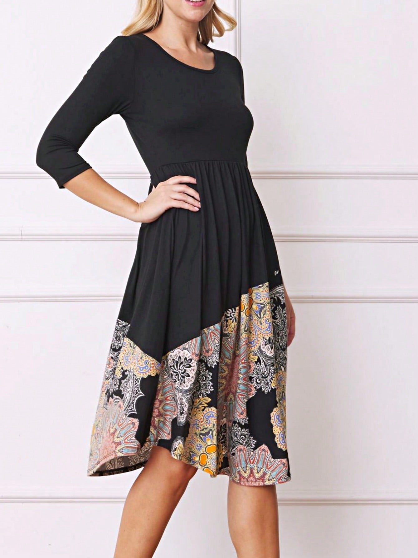 Purple Ivory Black Tiered Floral Double Ruffle Flounce Sleeve Midi Classic Dress Small To 3XL Plus