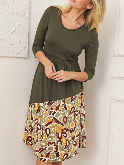 Purple Ivory Black Tiered Floral Double Ruffle Flounce Sleeve Midi Classic Dress Small To 3XL Plus