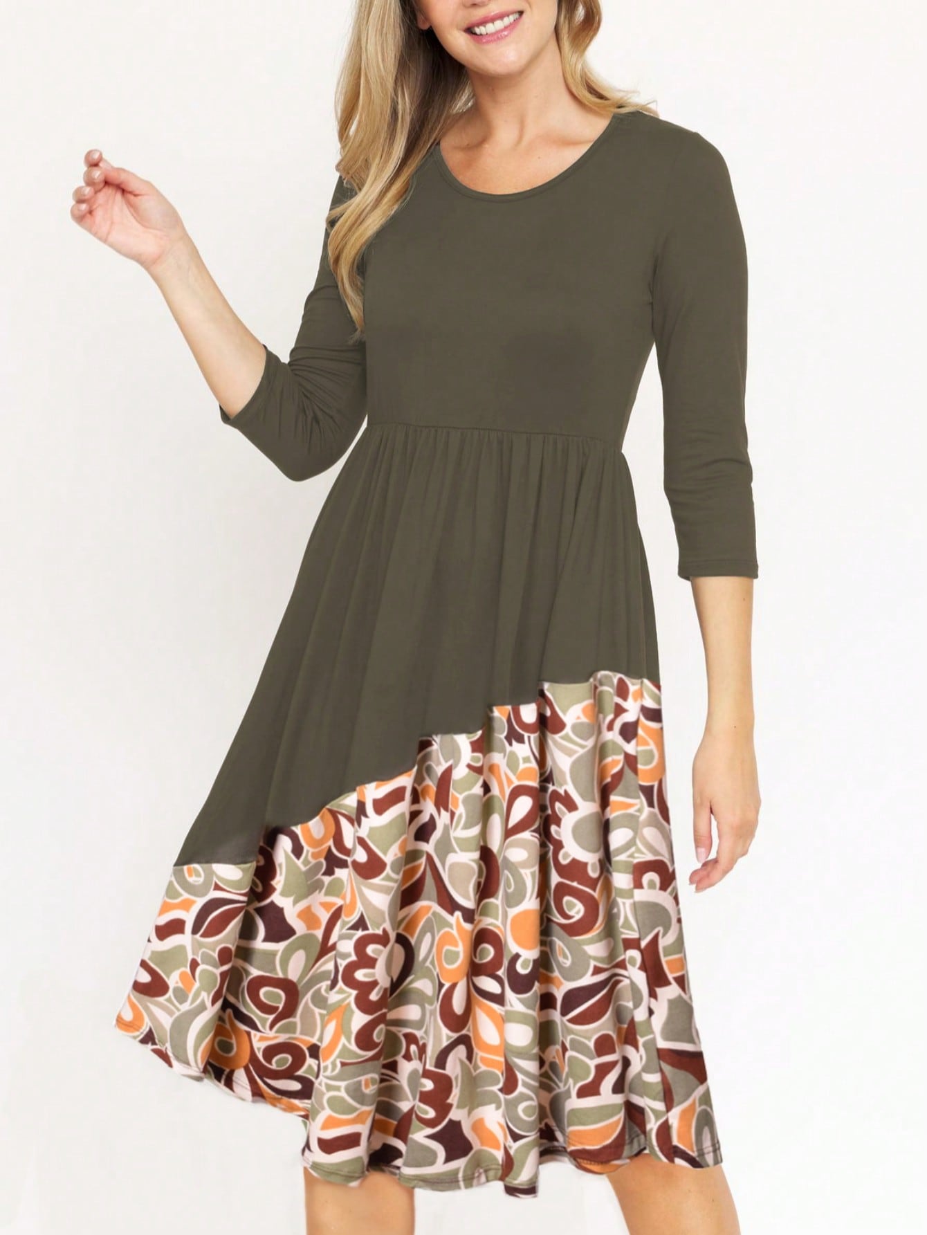 Purple Ivory Black Tiered Floral Double Ruffle Flounce Sleeve Midi Classic Dress Small To 3XL Plus