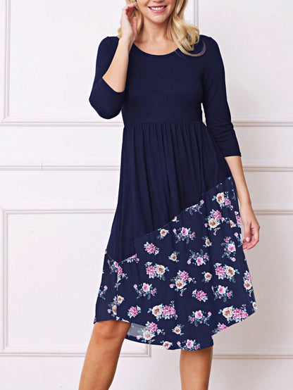 Purple Ivory Black Tiered Floral Double Ruffle Flounce Sleeve Midi Classic Dress Small To 3XL Plus