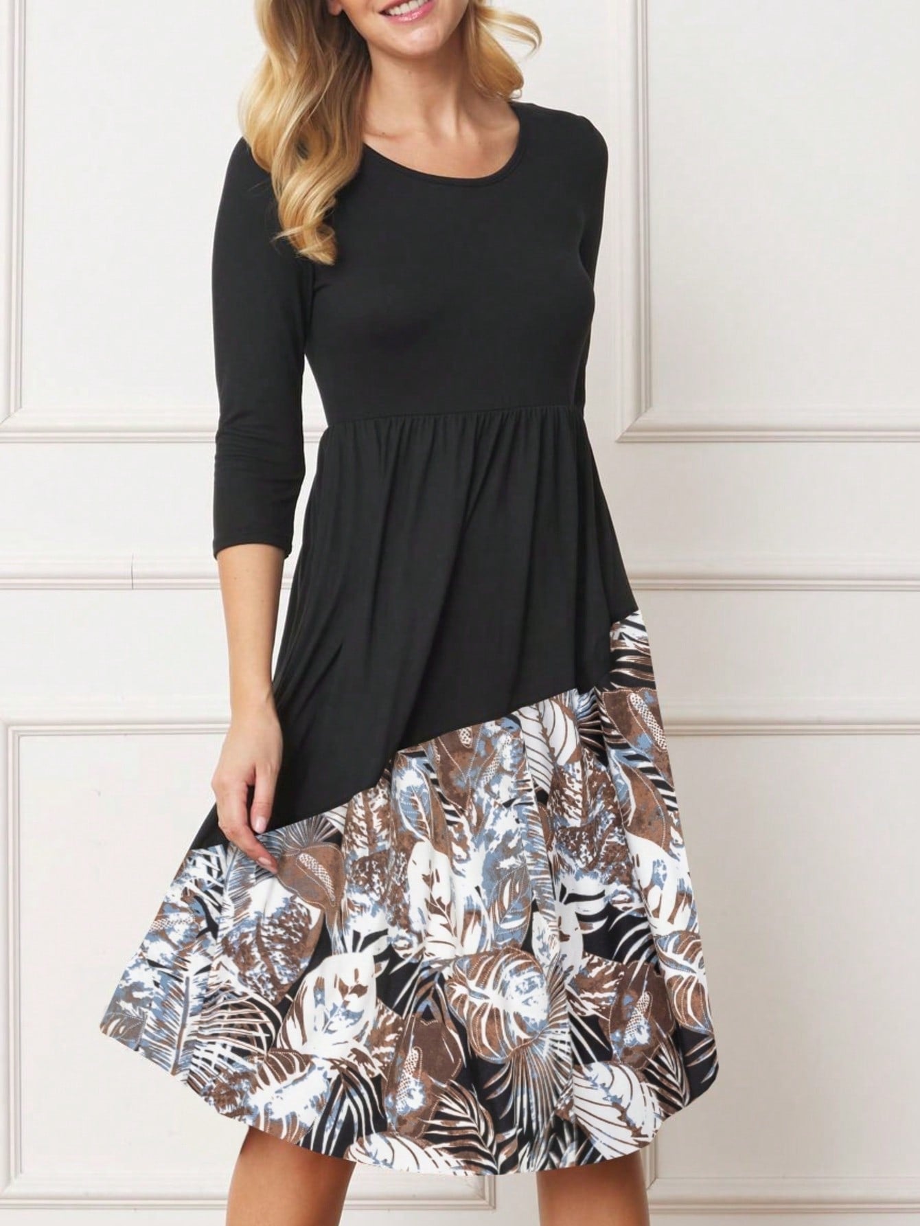 Purple Ivory Black Tiered Floral Double Ruffle Flounce Sleeve Midi Classic Dress Small To 3XL Plus