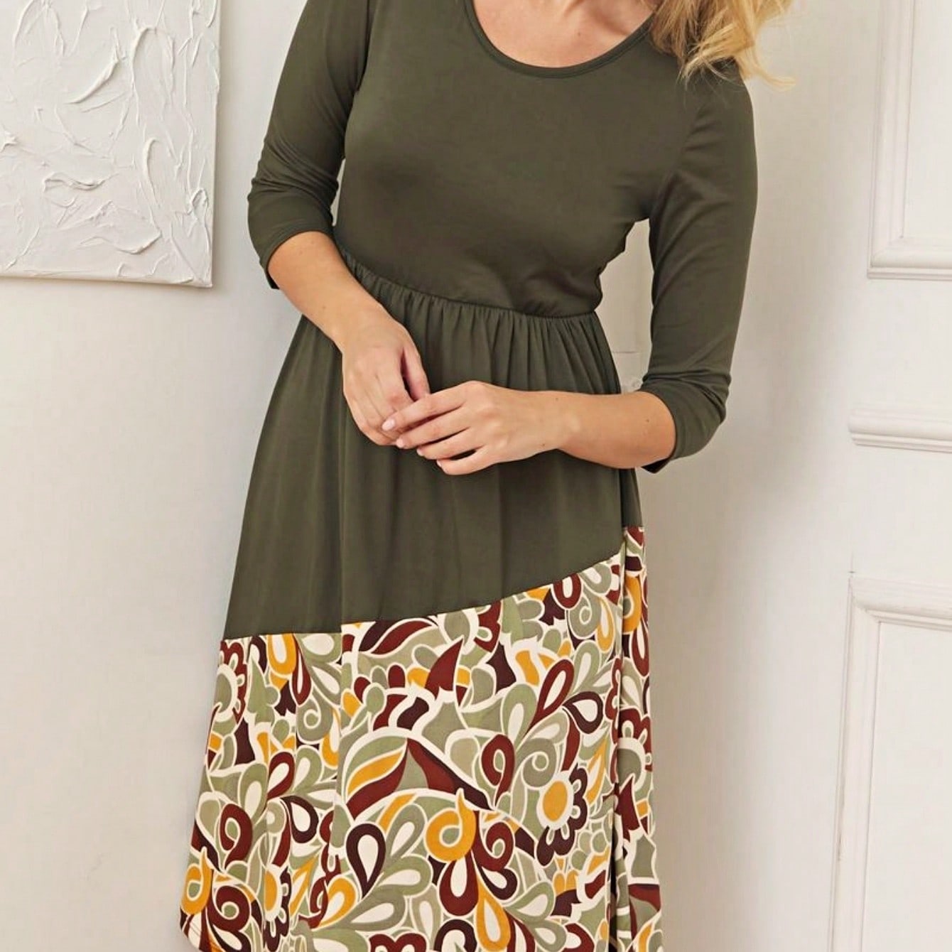 Purple Ivory Black Tiered Floral Double Ruffle Flounce Sleeve Midi Classic Dress Small To 3XL Plus