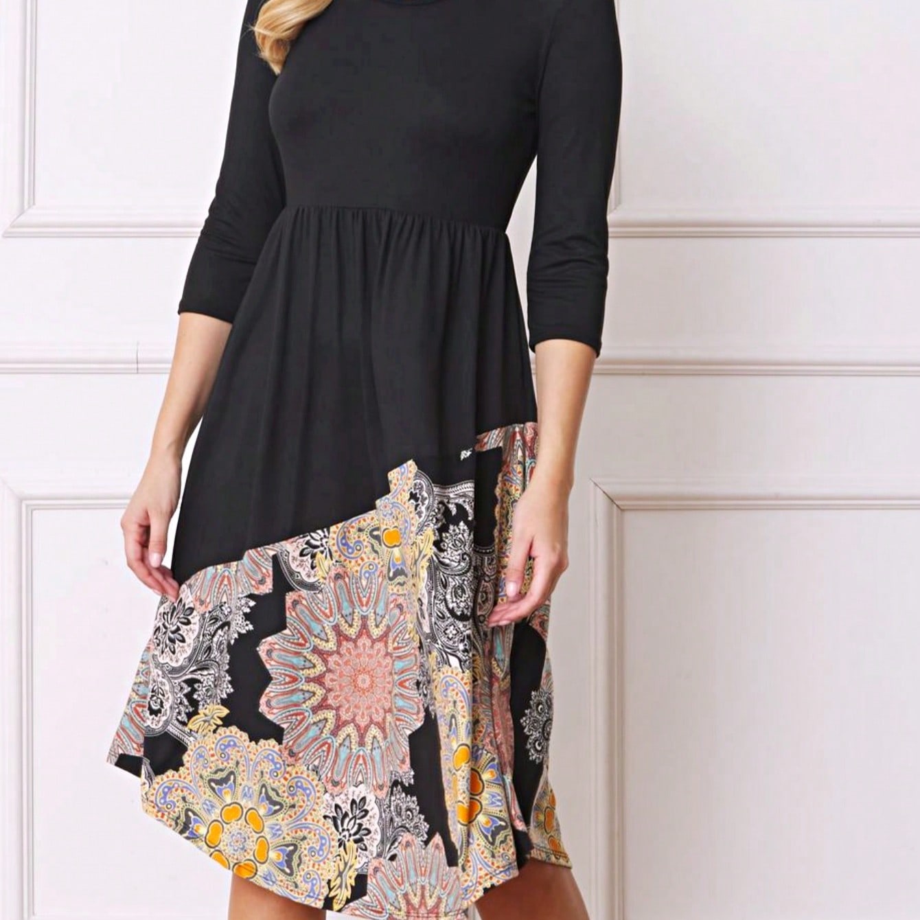 Purple Ivory Black Tiered Floral Double Ruffle Flounce Sleeve Midi Classic Dress Small To 3XL Plus