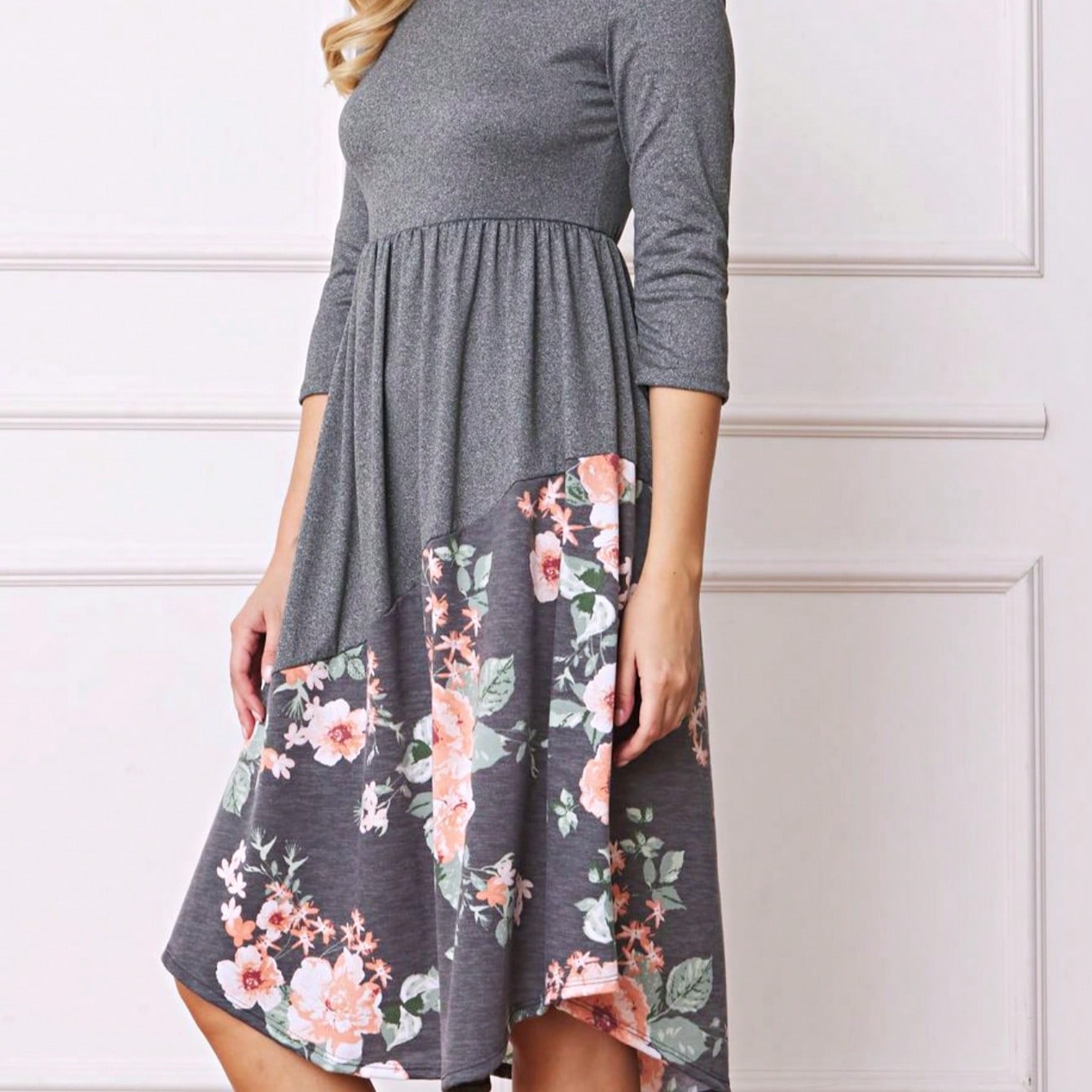 Purple Ivory Black Tiered Floral Double Ruffle Flounce Sleeve Midi Classic Dress Small To 3XL Plus