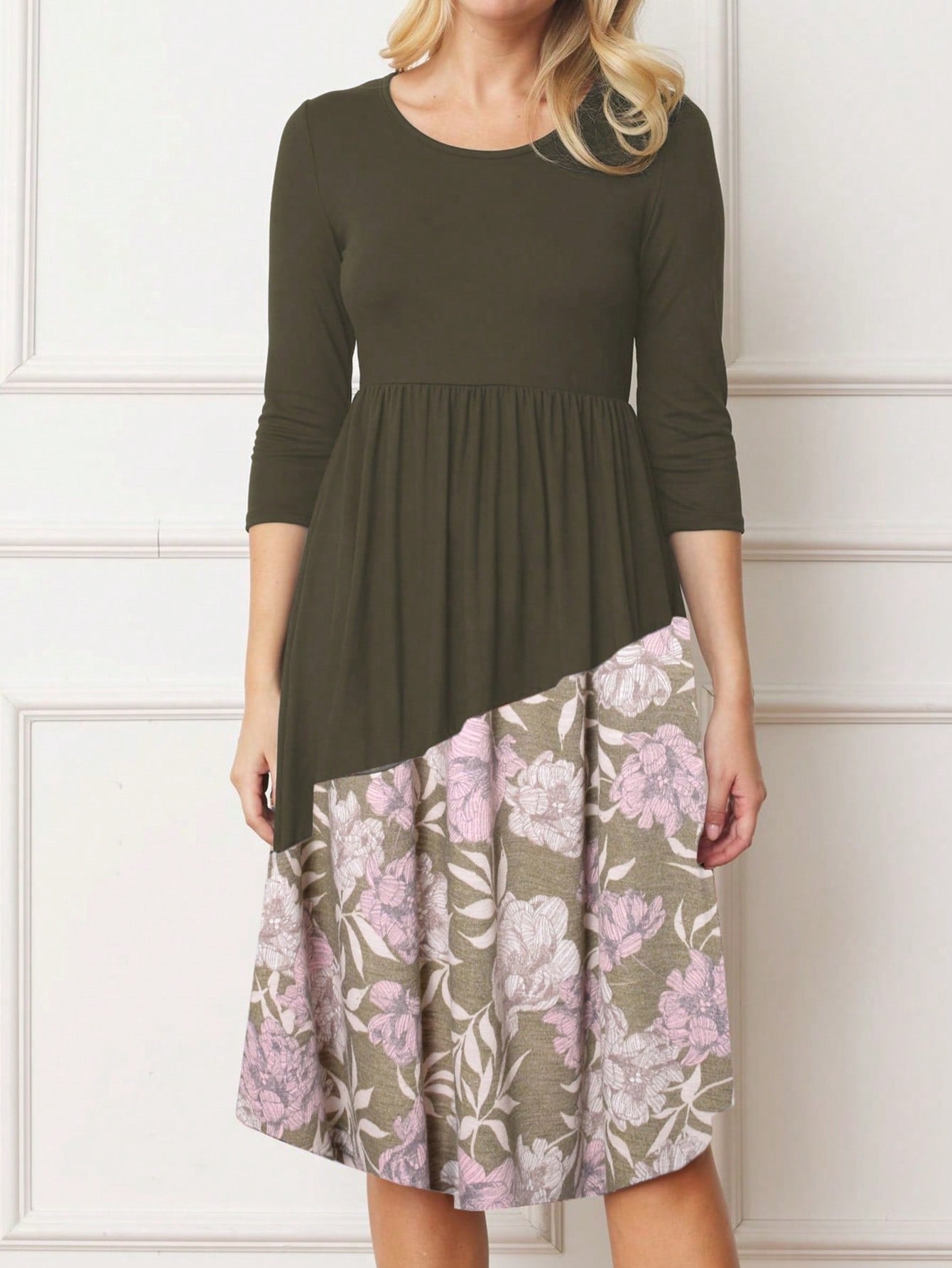 Purple Ivory Black Tiered Floral Double Ruffle Flounce Sleeve Midi Classic Dress Small To 3XL Plus