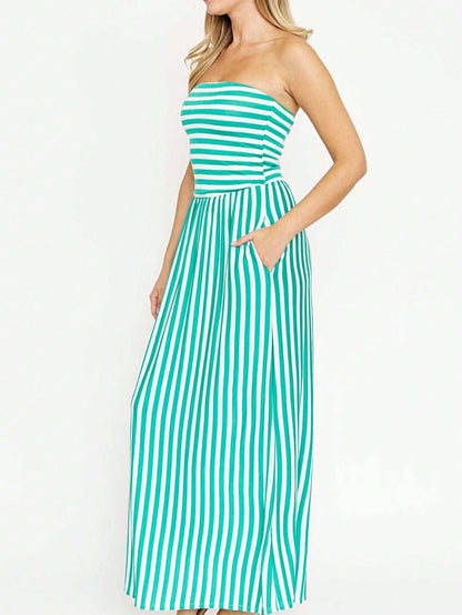 Tiered Tropical Sleeveless Leaves Floral  Maxi Long Woven Dress