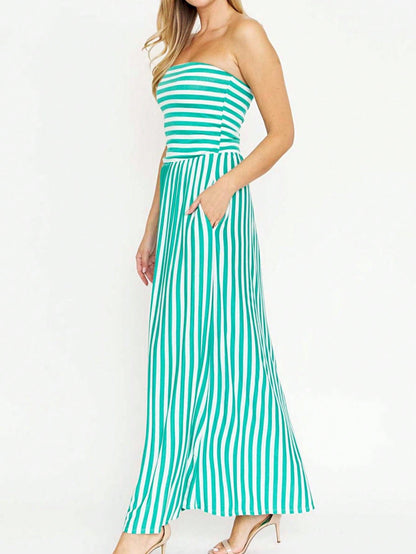 Tiered Tropical Sleeveless Leaves Floral  Maxi Long Woven Dress