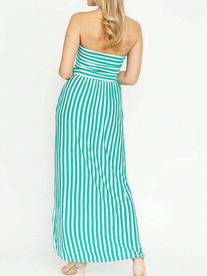 Tiered Tropical Sleeveless Leaves Floral  Maxi Long Woven Dress