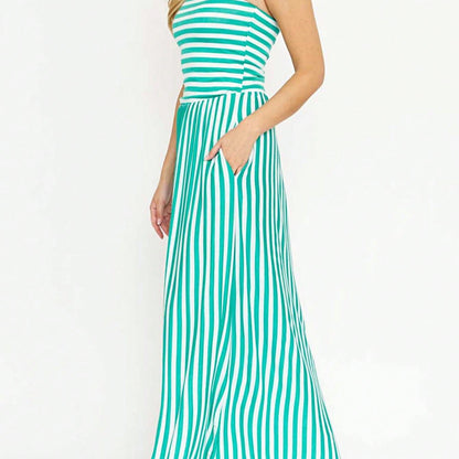 Tiered Tropical Sleeveless Leaves Floral  Maxi Long Woven Dress
