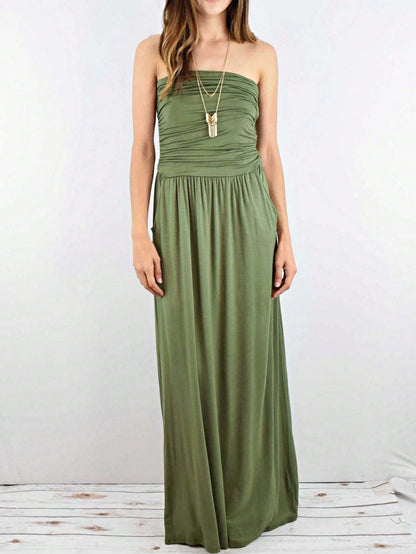 Tiered Tropical Sleeveless Leaves Floral  Maxi Long Woven Dress