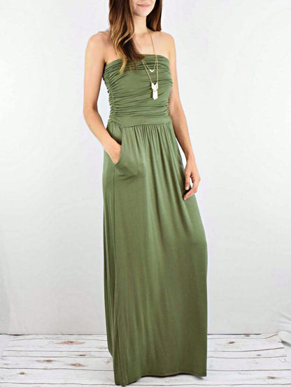 Tiered Tropical Sleeveless Leaves Floral  Maxi Long Woven Dress