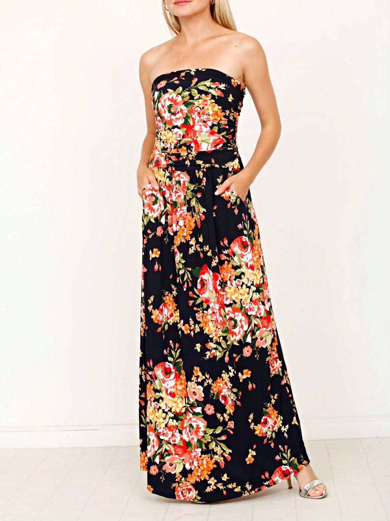 Tiered Tropical Sleeveless Leaves Floral  Maxi Long Woven Dress
