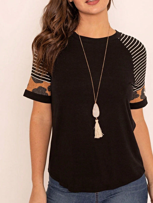 Boho Vintage Black Sage Mint Color Block Ruffle Tiered Sleeve Polka Dot Top Shirt Blouse | Small-3 XL