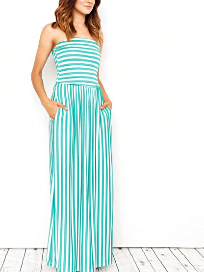 Tiered Tropical Sleeveless Leaves Floral  Maxi Long Woven Dress